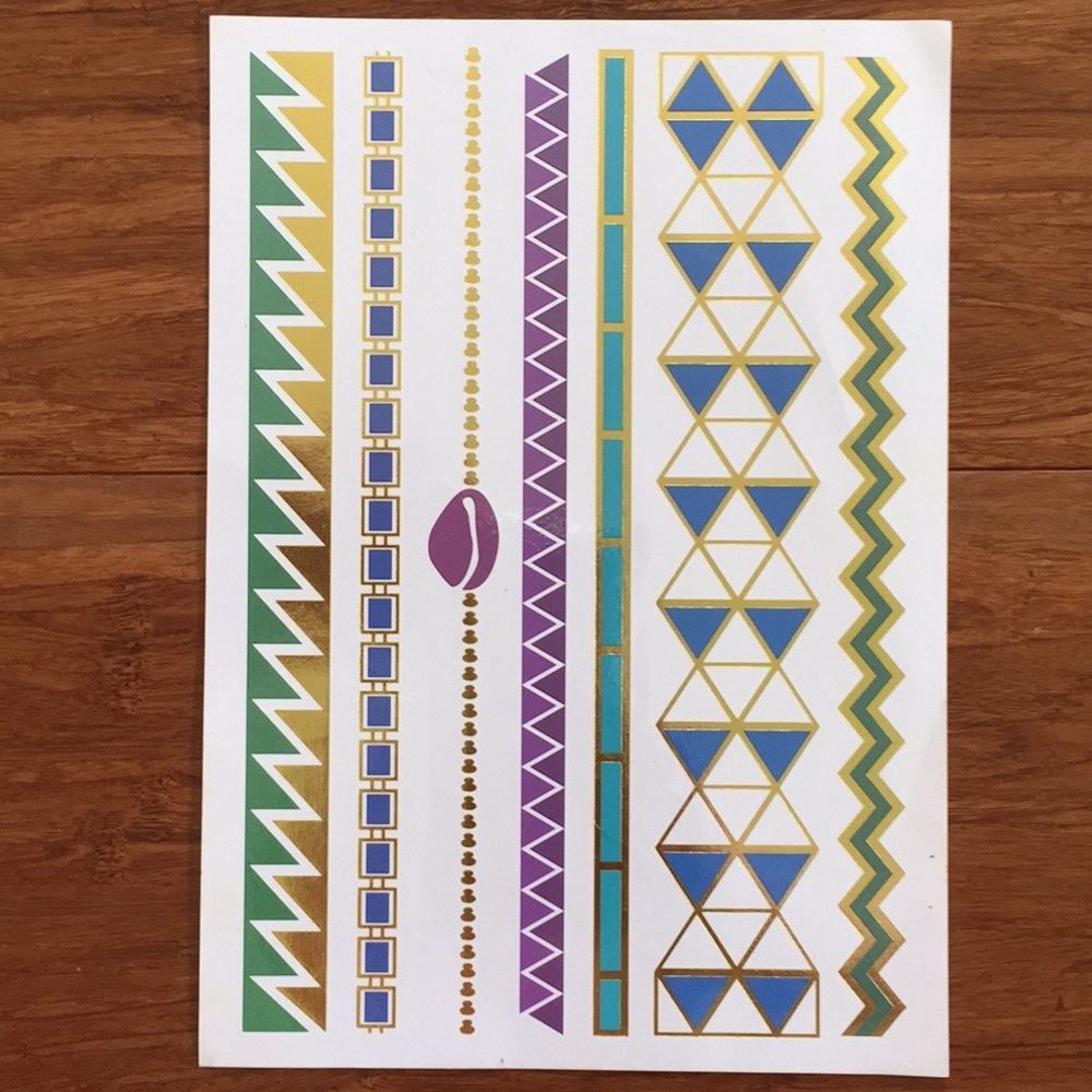 Flash Tattoo: purple, aqua, blue, gold